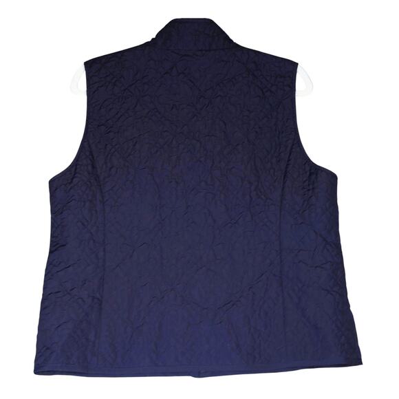 Zenergy By Chico's Vest Womens 2 Or Large Blue Quilted Zip Snap Mock Neck Lined - Picture 6 of 13